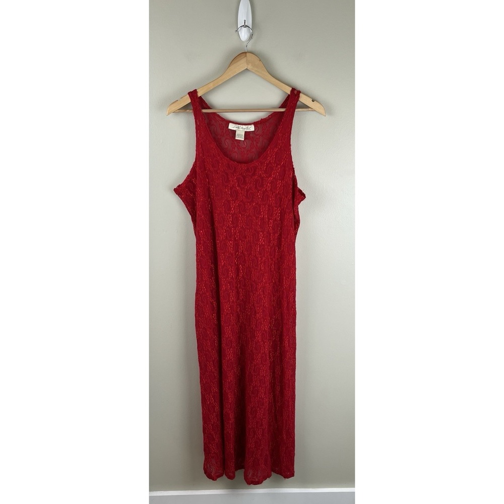 Intimates Lane Bryant Vtg 90's Slip Dress Maxi Full Lace Red‎ 90's Sz 22/24